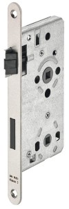 Zamek mechaniczny Startec A=55 mm  "DO WC" LEWE DIN, z cichym językiem, STAL NIERDZEWNA Häfele 911.33.050