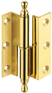 ZAWIAS WIERZCHNI z mosiądzu z łbem stylizowanym dł.50mm /WYGIĘCIE D 7,5mm/ PRAWY k.MOSIĄDZ POLEROWANY Häfele 321.44.827