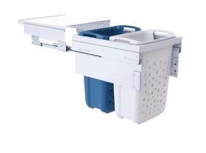 Zestaw KOSZY NA BIELIZNĘ Hailo do szafki 600mm, 2 x 33 1x12 1x2,5l, kolor 3xBIAŁY i 1xNIEBIESKI Häfele 502.72.724