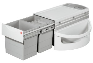 Kosz na śmieci POTRÓJNY do szafki min. 900 mm, Hailo Rondo 3646-13, 1 x 18 and 2 x 8 litrów HÄFELE 502.78.284