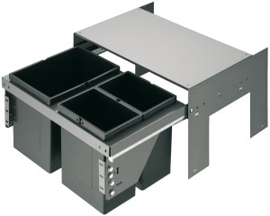 Kosz na śmieci POTRÓJNY do szafki min. 600 mm, Wesco SortoMaxx, 2 x 8 i 1 x 17 litrów HÄFELE 503.76.313 