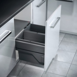 Kosz na śmieci PODWÓJNY do szafki min. 600 mm, Hailo Cargo 3610841, 2 x 28 litrów HÄFELE 502.58.336 