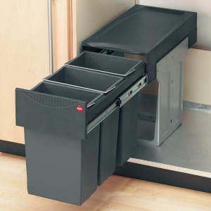 Kosz na śmieci POTRÓJNY do szafki min. 300 mm, Hailo Terzett 3666-13, 3 x 10 litrów HÄFELE 502.70.255