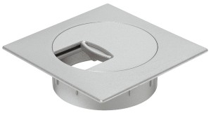 Przelotka kablowa, kwadratowa100 x 100mm, mocowana w otworze Ø 80 mm, k. ALUMINIUM Häfele 631.07.902