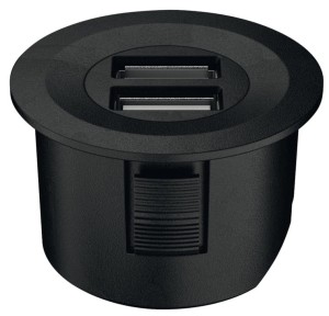 Podwójne gniazdo USB do podłączenia GSM max.15W/5V OKRĄGŁA k. CZARNY HÄFELE 833.73.751