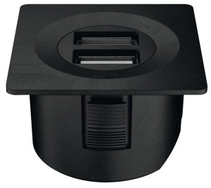 Podwójne gniazdo USB do podłączenia GSM max.15W/5V KWADRATOWA k. CZARNY HÄFELE 833.73.754