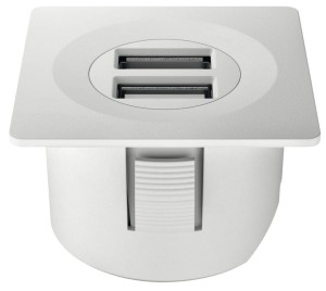 Podwójne gniazdo USB do podłączenia GSM max.15W/5V KWADRATOWA k. BIAŁY HÄFELE 833.73.755