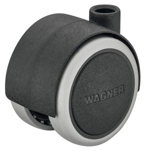 KÓŁKO PODWÓJNE Wagner, skrętne bez blokady, nośność 35kg, Ø=40mm, k.CZARNY HÄFELE 661.74.600