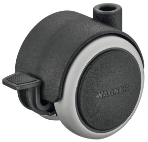 KÓŁKO PODWÓJNE Wagner, skrętne z blokadą, nośność 50kg, Ø=55mm, k.CZARNY HÄFELE 661.74.611