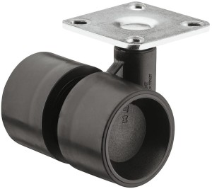 KÓŁKO PODWÓJNE Z PŁYTKĄ skrętne bez blokady, nośność 35kg, Ø=40mm, k.CZARNY HÄFELE 660.33.361