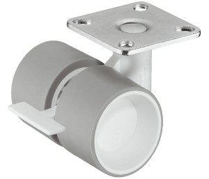 KÓŁKO PODWÓJNE Z PŁYTKĄ skrętne z blokadą, nośność 35kg, Ø=40mm, k.BIAŁY/SZARY HÄFELE 660.33.591