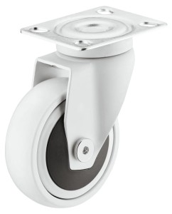 KÓŁKO Z PŁYTKĄ skrętne bez blokady, nośność 50kg, Ø=75mm, STAL/GUMA, k.BIAŁY HÄFELE 663.17.050