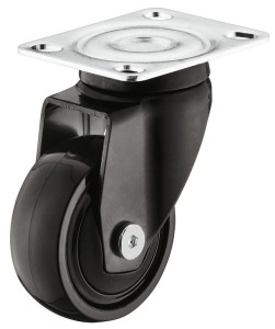 KÓŁKO Z PŁYTKĄ skrętne bez blokady, nośność 30kg, Ø=50mm, STAL/GUMA, k.CZARNY HÄFELE 663.17.035