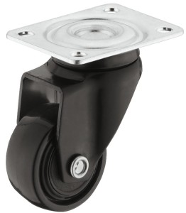 KÓŁKO Z PŁYTKĄ skrętne bez blokady, nośność 12kg, Ø=25mm, STAL/GUMA, k.CZARNY HÄFELE 663.17.005