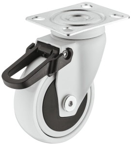 KÓŁKO Z PŁYTKĄ skrętne z blokadą, nośność 50kg, Ø=75mm, STAL/GUMA, k.BIAŁY HÄFELE 663.17.060