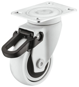 KÓŁKO Z PŁYTKĄ skrętne z blokadą, nośność 30kg, Ø=50mm, STAL/GUMA, k.BIAŁY HÄFELE 663.17.040