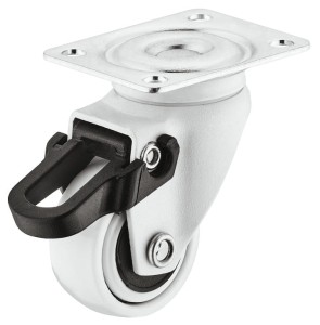 KÓŁKO Z PŁYTKĄ skrętne z blokadą, nośność 12kg, Ø=25mm, STAL/GUMA, k.BIAŁY HÄFELE 663.17.010