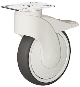 KÓŁKO Z PŁYTKĄ Design-Moebelrolle skrętne z blokadą, nośność 110kg, Ø=125mm, TWORZYWO SZTUCZNE/GUMA HÄFELE 661.85.511