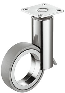 KÓŁKO Z PŁYTKĄ Design-Moebro skrętne z blokadą, nośność 50kg, CHROM/SZARY /op.2szt/ HÄFELE 661.88.201