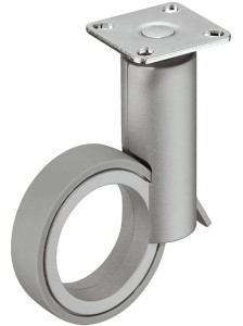 KÓŁKO Z PŁYTKĄ Design-Moebro skrętne z blokadą, nośność 50kg, ALUMINIUM/SZARY /op.2szt/ HÄFELE 661.88.901