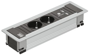Gniazdo wielopunktowe POWER FRAME, 2 gniazda Schuko + 1 gniazdo ładujące USB 5V/2A HÄFELE 833.91.132