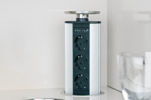 Gniazdo wielopunktowe PORT, 3 gniazda Schuko, kolor STAL NIERDZEWNA HÄFELE 822.74.960