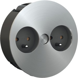 Gniazdo wielopunktowe TWIST 2 gniazda UTE, kolor STAL NIERDZEWNA HÄFELE 820.08.014