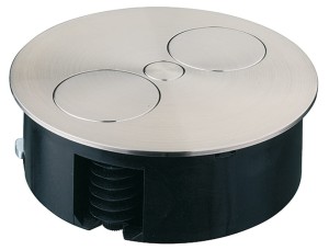 Gniazdo wielopunktowe TWIST 2 gniazda Schuko, kolor STAL NIERDZEWNA HÄFELE 820.08.010