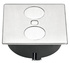 Gniazdo wielopunktowe DUPLEX , 1 gniazdo Schuko  +1 gniazdo ładujące USB Typ A 5V/2,1A  + 1 gniazdo ładujące USB Typ C 5V/3A, STAL NIERDZEWNA HÄFELE 820.52.721