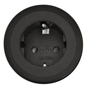 Gniazdo jednopunktowe PIX, 1 gniazdo Schuko, k.CZARNY z 3 pierścieniami ozdobnymi HÄFELE 820.08.351