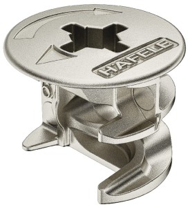 Złączka Minifix 15 z kołnierzem, do płyt o grubości od 34mm, gł. wiercenia 22,5mm NIKLOWANA 100szt HÄFELE 262.25.581