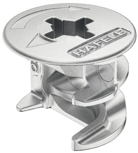 Złączka Minifix 15 z kołnierzem, do płyt o grubości od 19mm, gł. wiercenia 14,5mm SUROWA 100szt HÄFELE 262.25.035