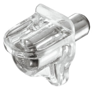 Podpórka półek drewnianych lub szklanych fi5mm, udźwig 3,1kg k.PRZEZROCZYSTY 100szt HÄFELE 282.12.405