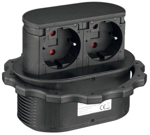 Gniazdo wpuszczane PICCOLINO, 1x CEE, 1x USB A+C, indukcja czarne szkło HÄFELE 820.52.732