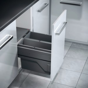 Kosz na śmieci PODWÓJNY do szafki min. 450 mm, Hailo Cargo 3610811, 1 x 21 i 1 x 17 litrów HÄFELE 502.58.333 