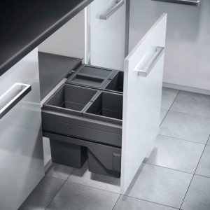 Kosz na śmieci POCZWÓRNY do szafki min. 600 mm, Hailo Cargo 3610861, 4 x 13 litrów HÄFELE 502.58.346 