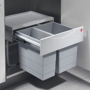 Kosz na śmieci PODWÓJNY do szafki min. 500 mm, Hailo Raumspar-Tandem TR Swing 3644-70, 1 x 12 i 1 x 18 litrów HÄFELE 502.70.213